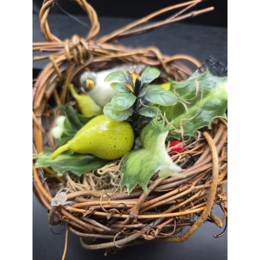 Rustic Bird Nest Wreath Christmas Ornament Holiday Decoration